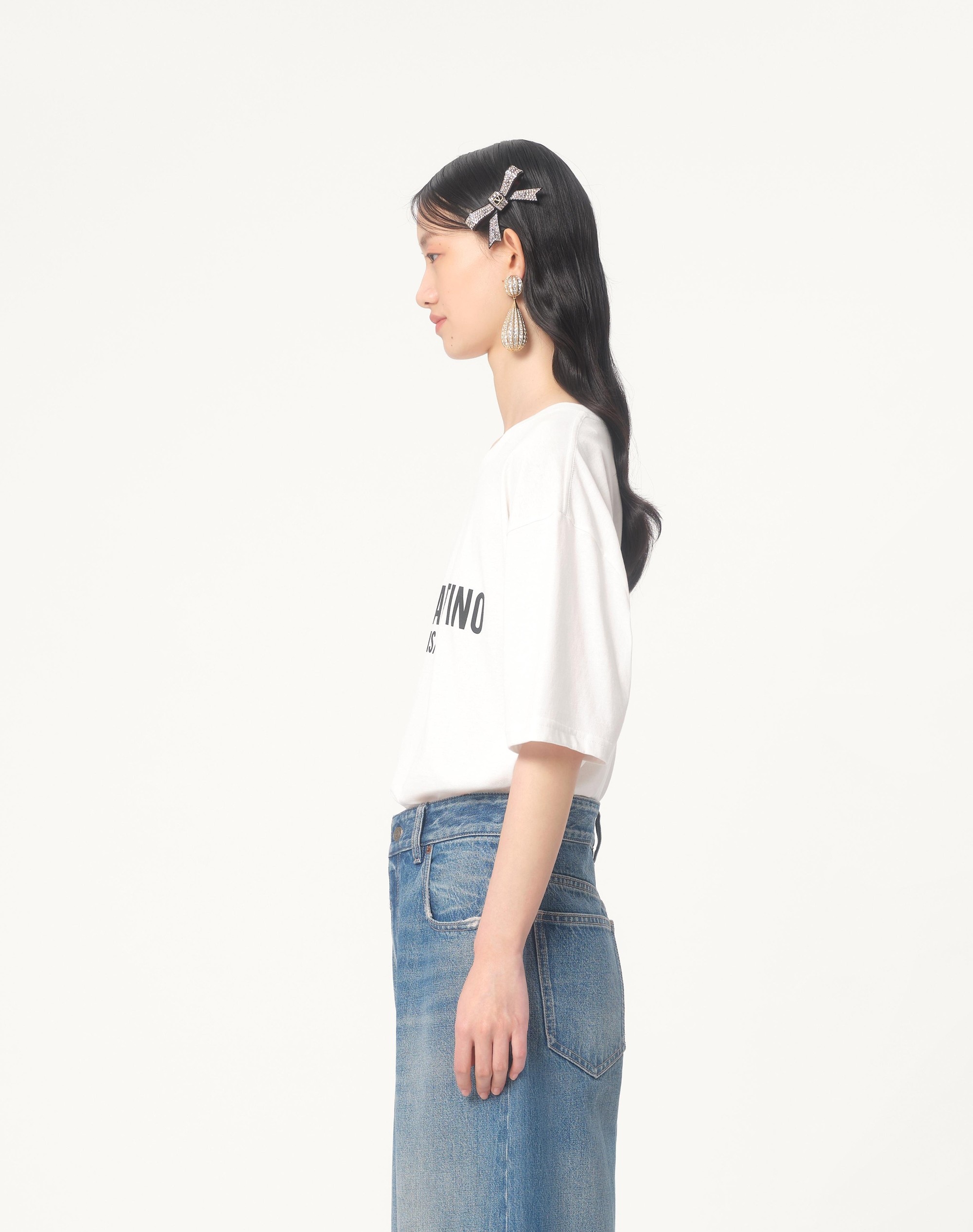 JERSEY COTTON T-SHIRT WITH CHEZ VALENTINO PRINT - 7