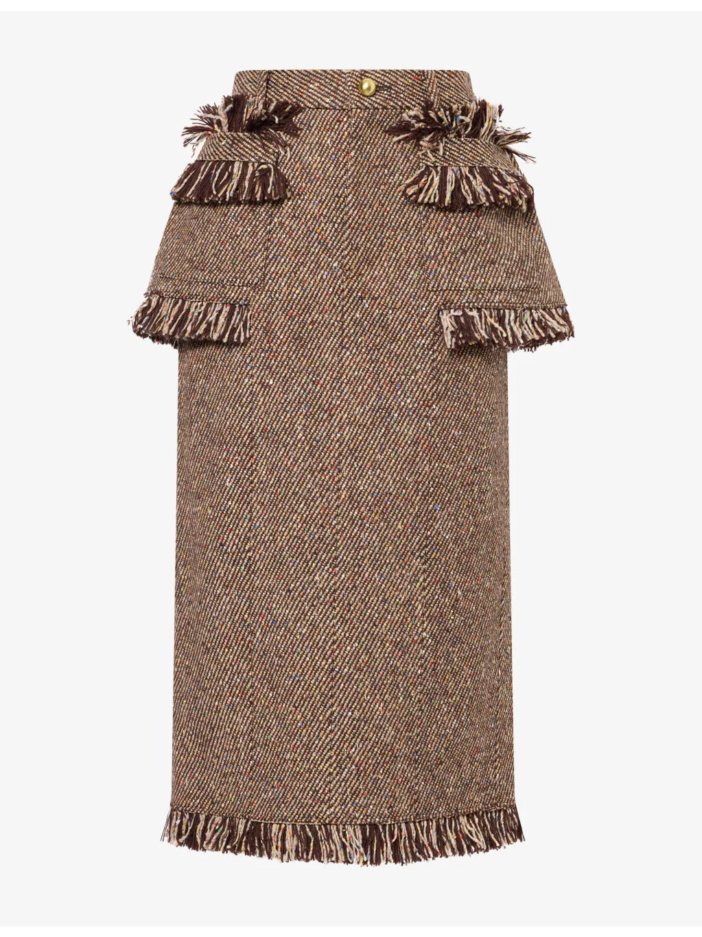 Tweed Wool-Blend Midi Skirt - 1