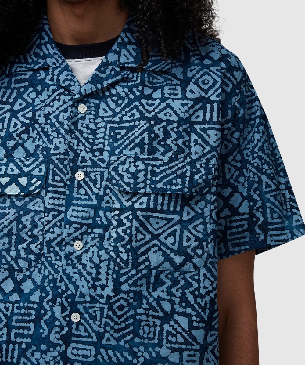 Open collar block print shirt - 4