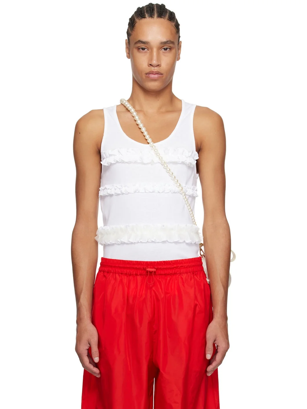 White Ruffle Frill Tank Top - 1