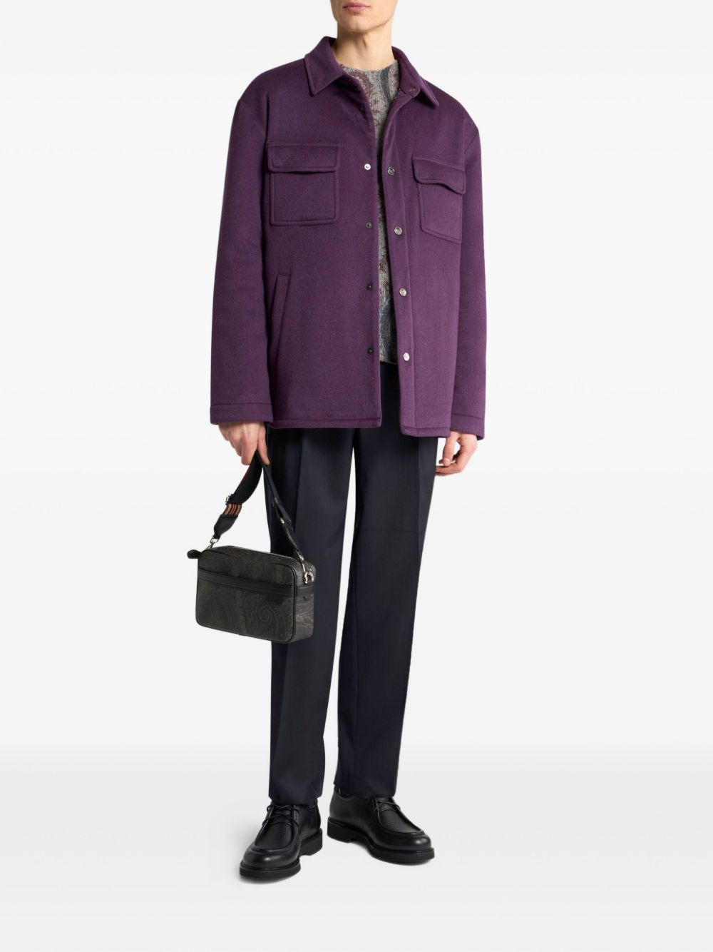 cashmere patch-pocket overshirt - 2