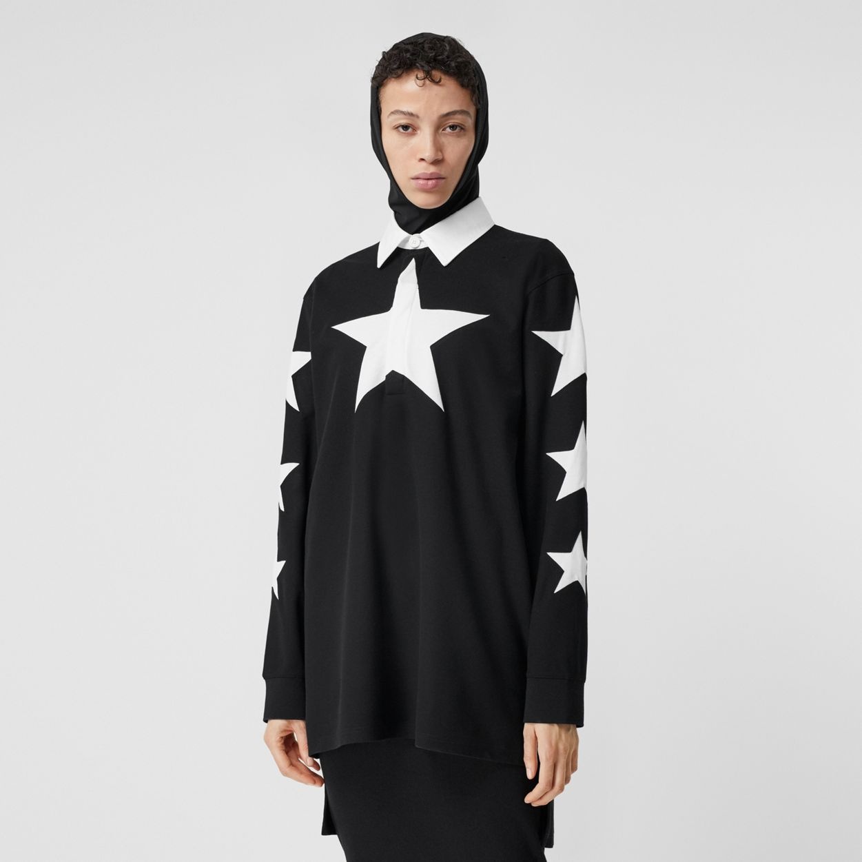 Long-sleeve Star Motif Cotton Piqué Polo Shirt Dress - 7