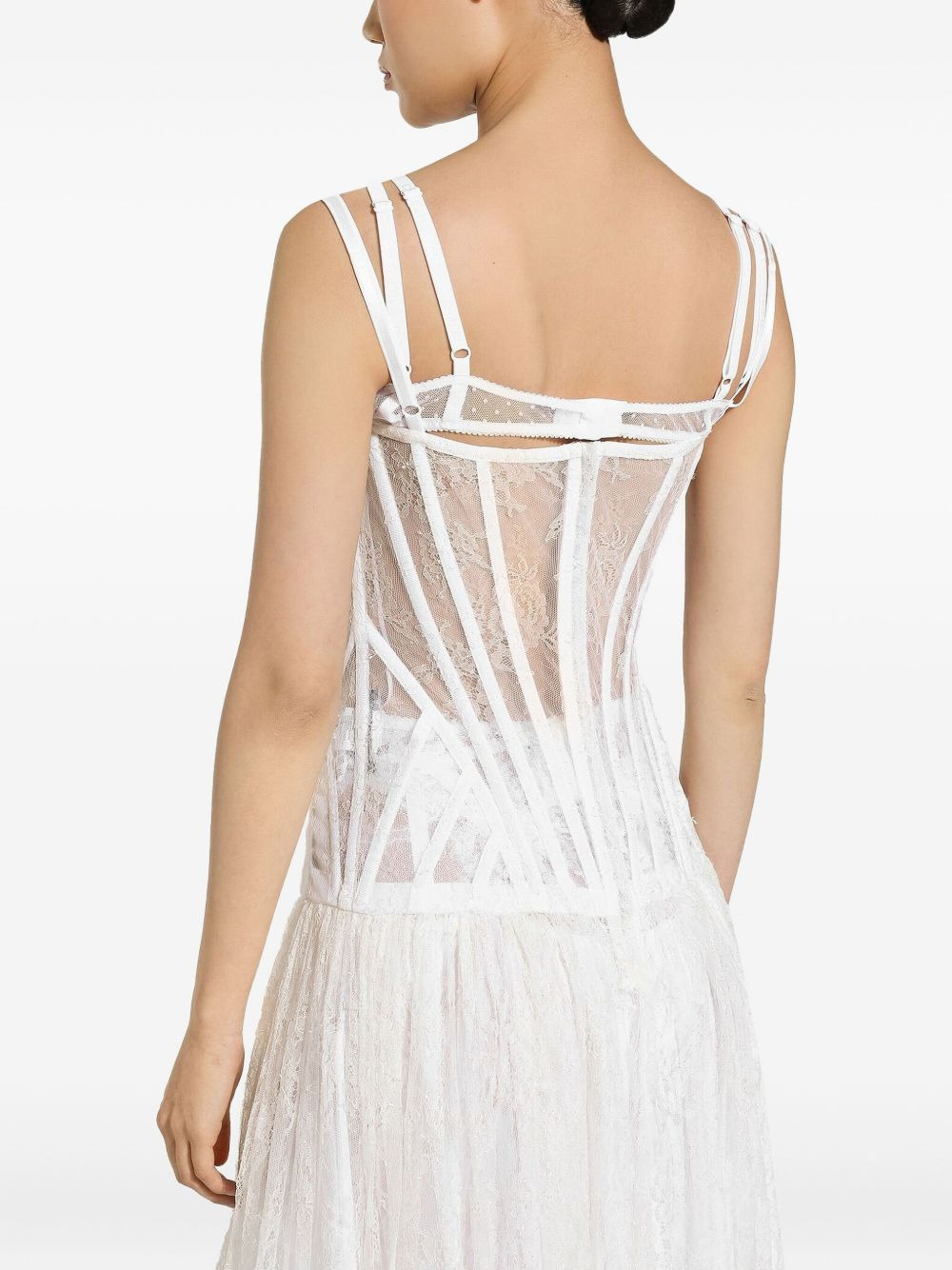 corset-detailing tulle midi dress - 4