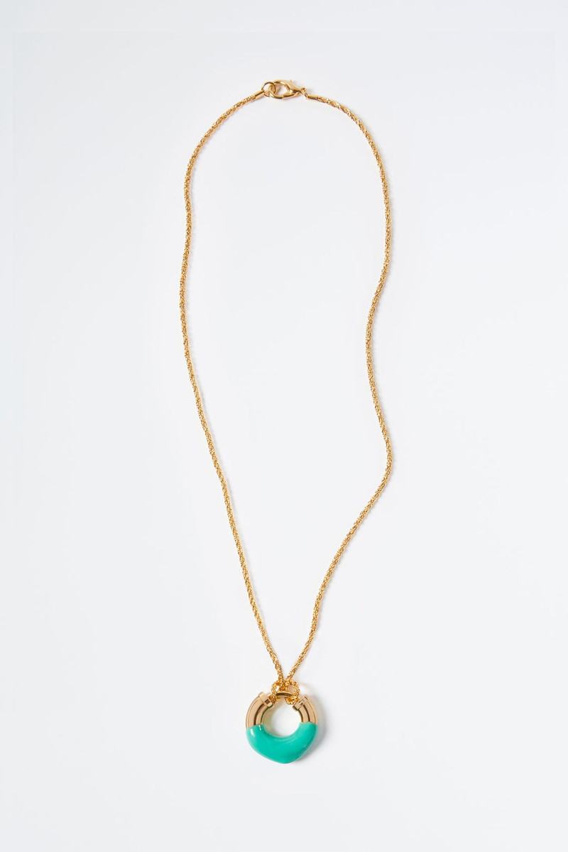 CORAL GREEN RUBBERIZED GOLD NECKLACE 1