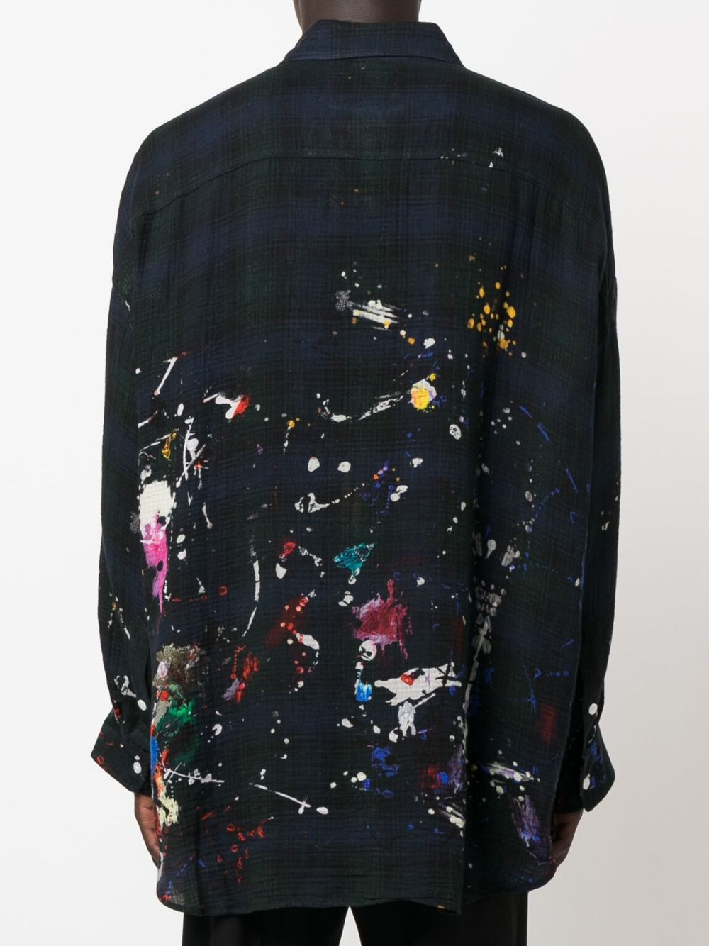 checkered paint-splattered shirt - 4