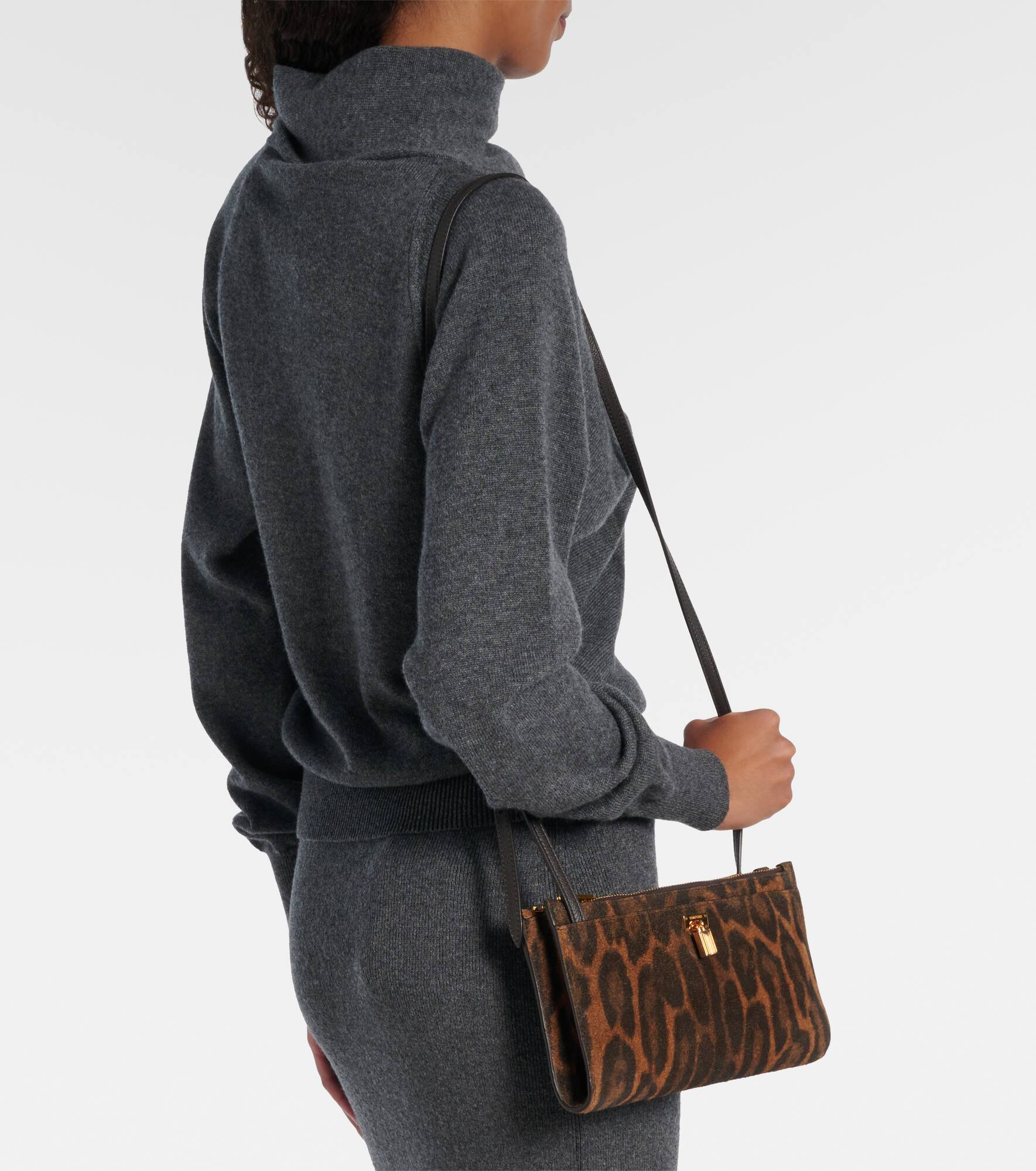 Padlock leopard-print suede crossbody bag - 6