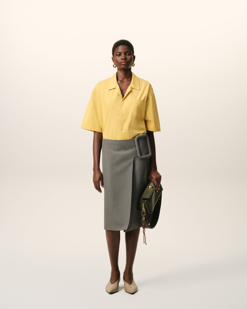 AMI Paris YELLOW COTTON SHORT SLEEVE CAMP COLLAR BOXY SHIRT outlook