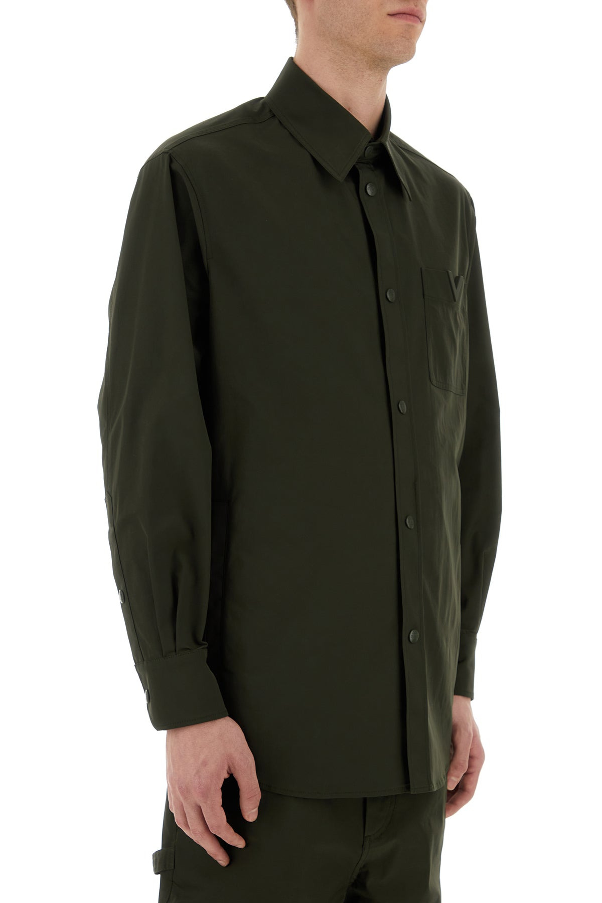 Olive green stretch polyester shirt - 3