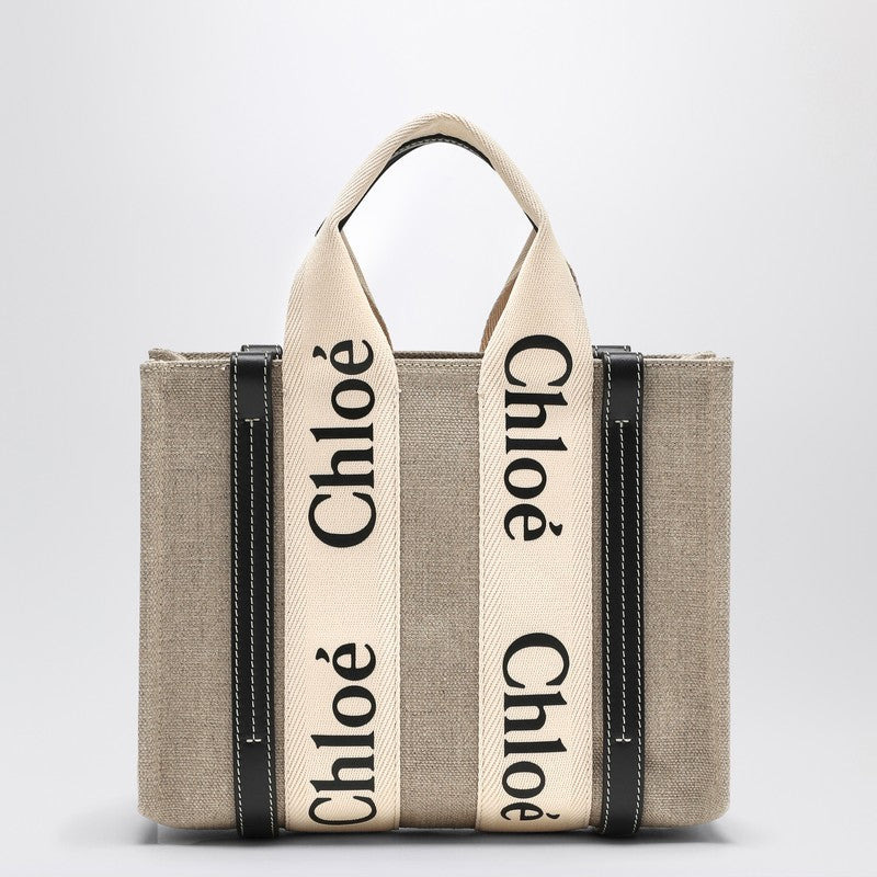 Chloé Woody Little Bag In Beige Canvas Women - 2