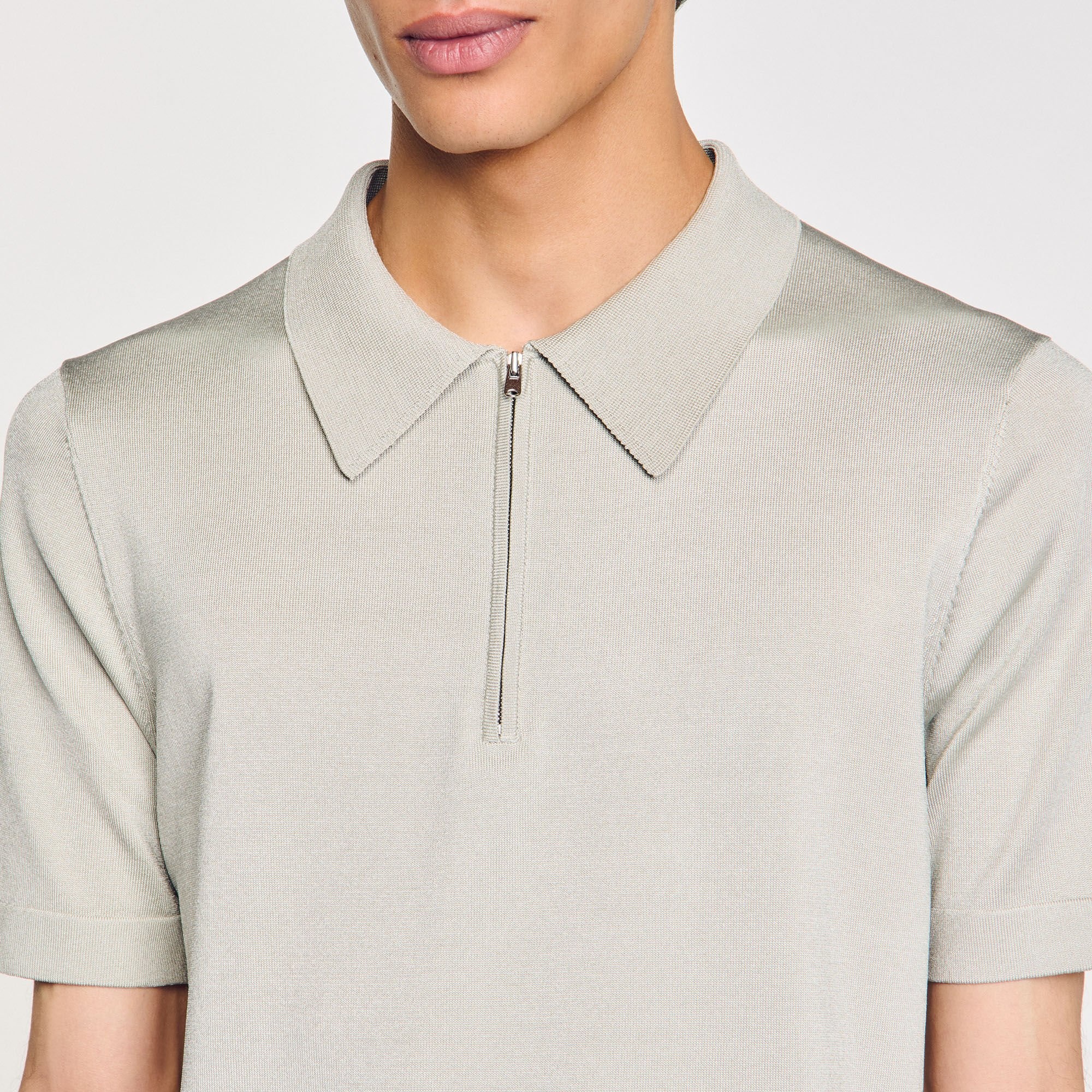 KNITTED POLO SHIRT WITH ZIP COLLAR - 3