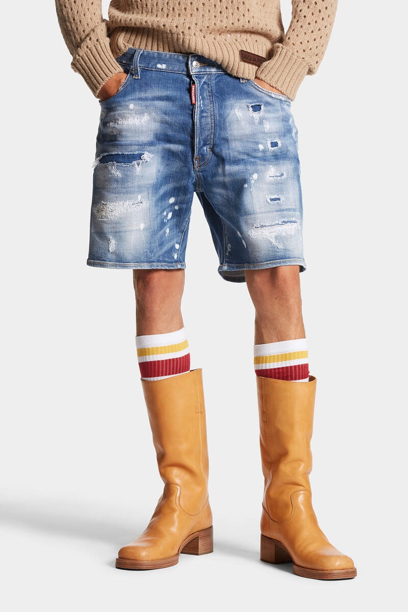 MEDIUM MENDED RIPS WASH MARINE SHORTS - 5