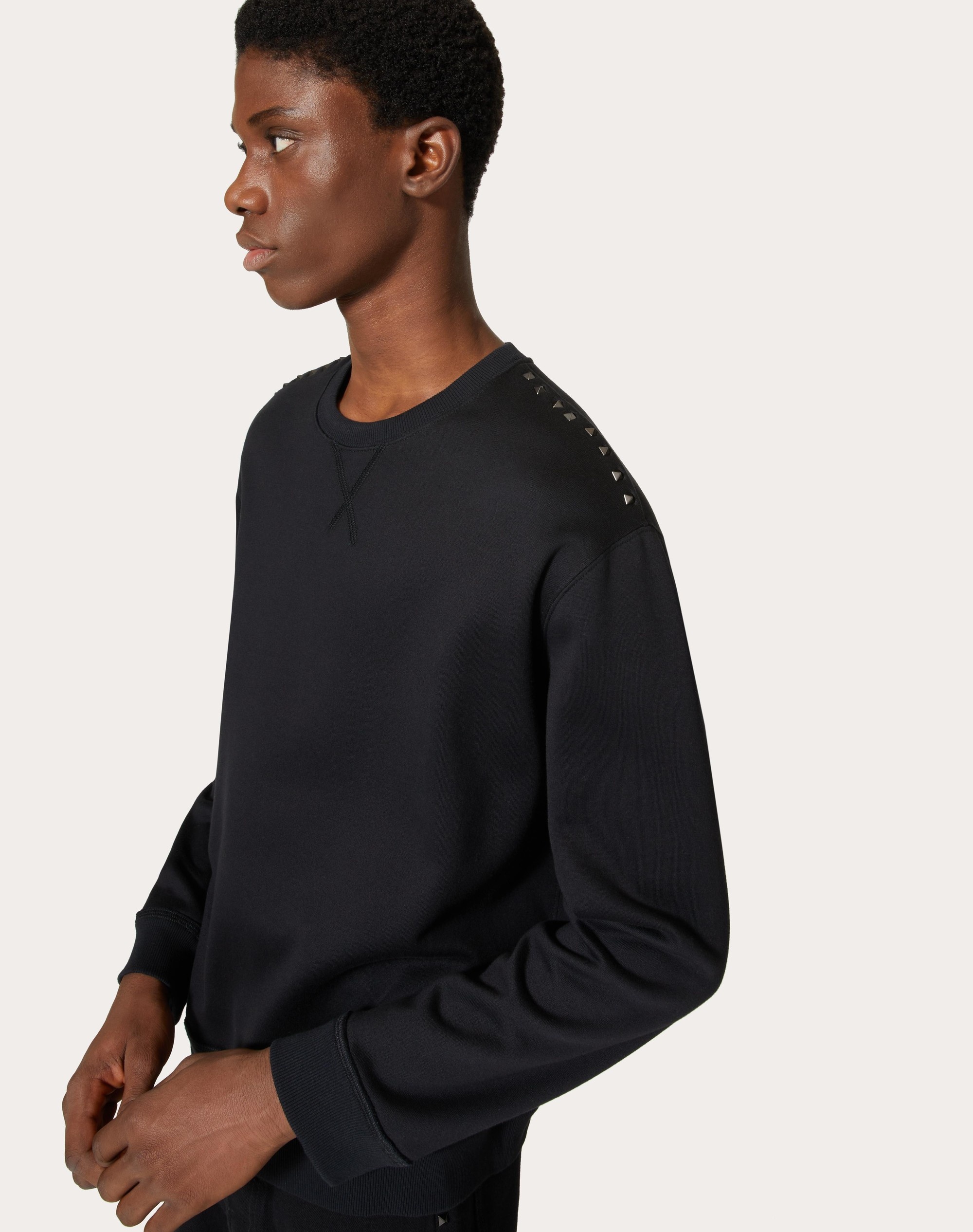 COTTON CREWNECK SWEATSHIRT WITH BLACK UNTITLED STUDS - 5