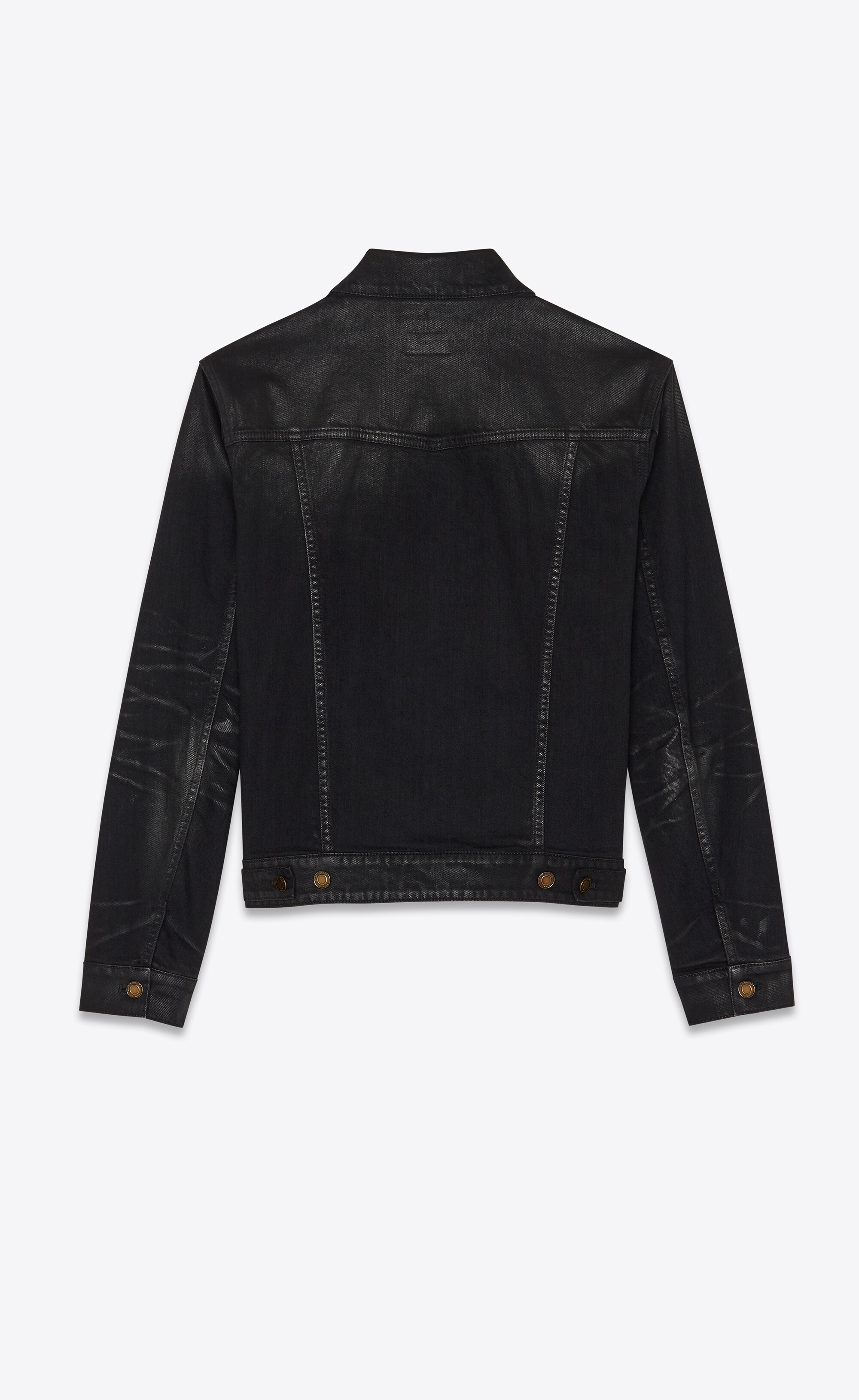 jacket in lightly coated black stretch denim - 2