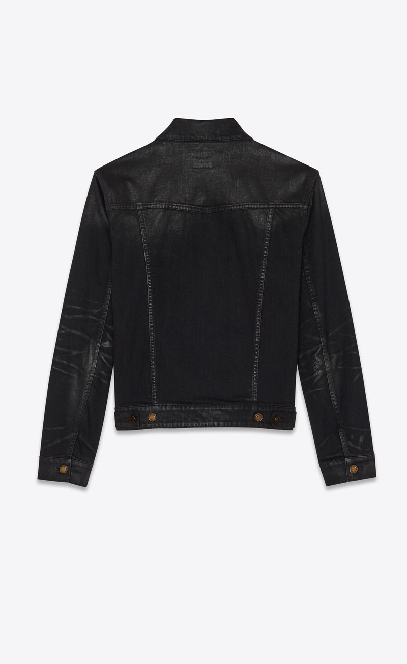 SAINT LAURENT jacket in lightly coated black stretch denim outlook