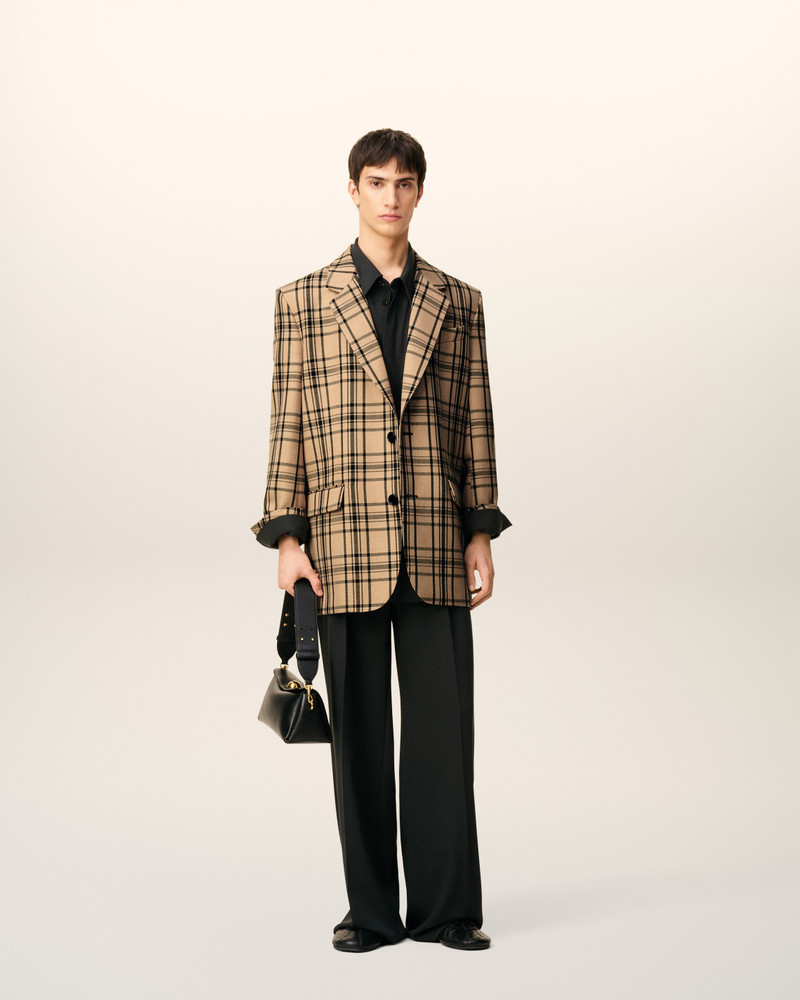 AMI Paris BROWN WOOL CHECKED LOOSE JACKET outlook
