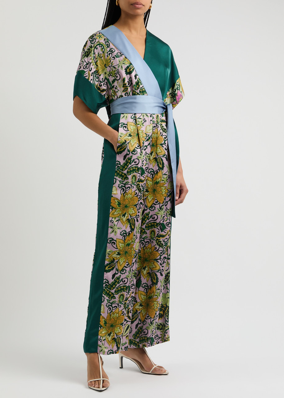 Diane Von Furstenberg Rinna Patchwork Satin Jumpsuit - 4