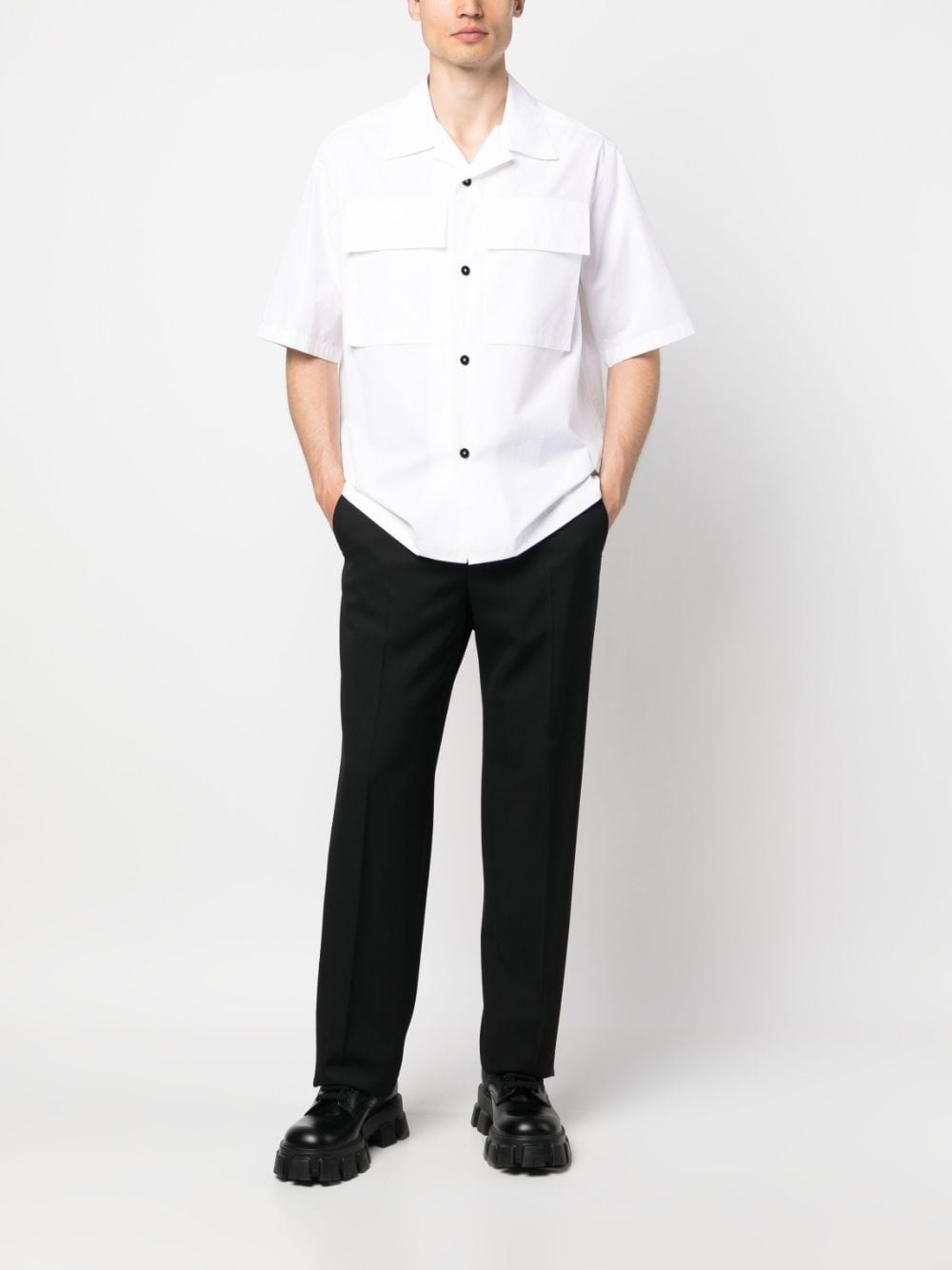 flap-pocket cotton shirt - 2