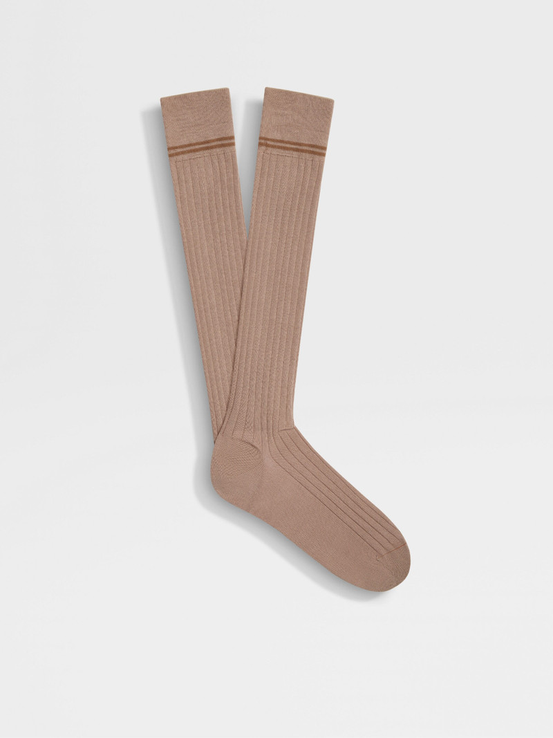 BEIGE COTTON CASHMERE AND SILK SOCKS 1