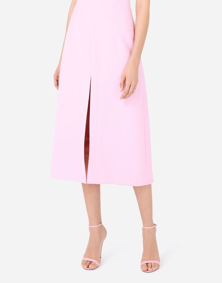 Crepe calf-length dress with slit - 6