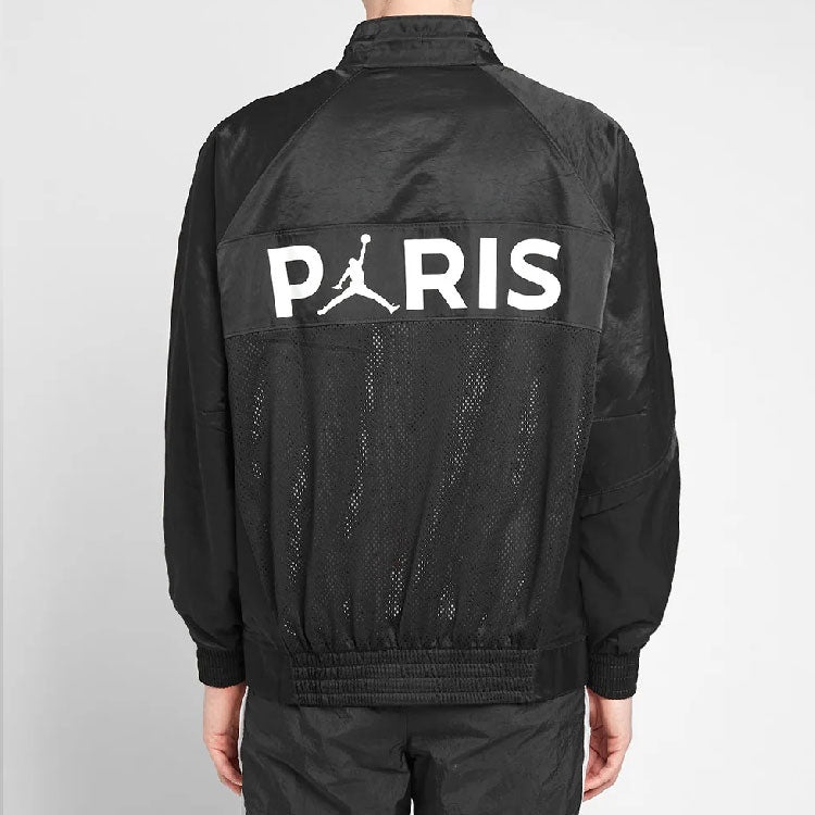 Air Jordan x PSG Crossover Alphabet Printing Long Sleeves Zipper Jacket Black BQ8369-010 - 5