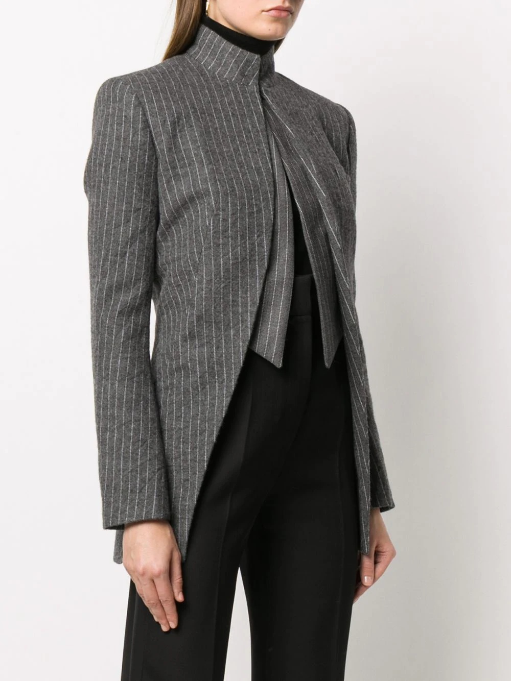 pinstriped darted jacket - 3