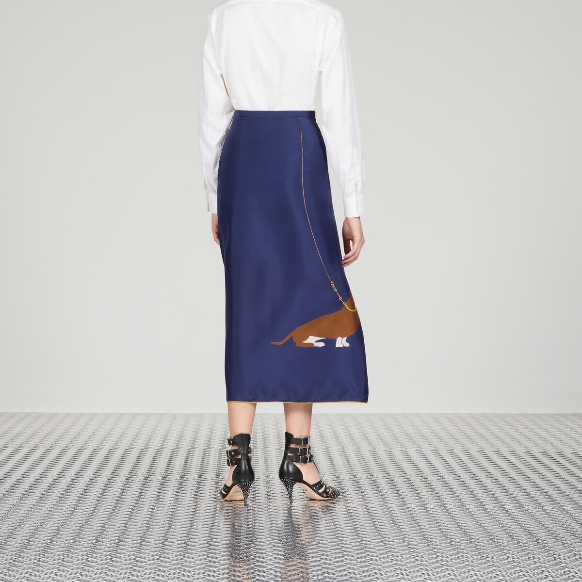 Silk skirt with dog print - 7