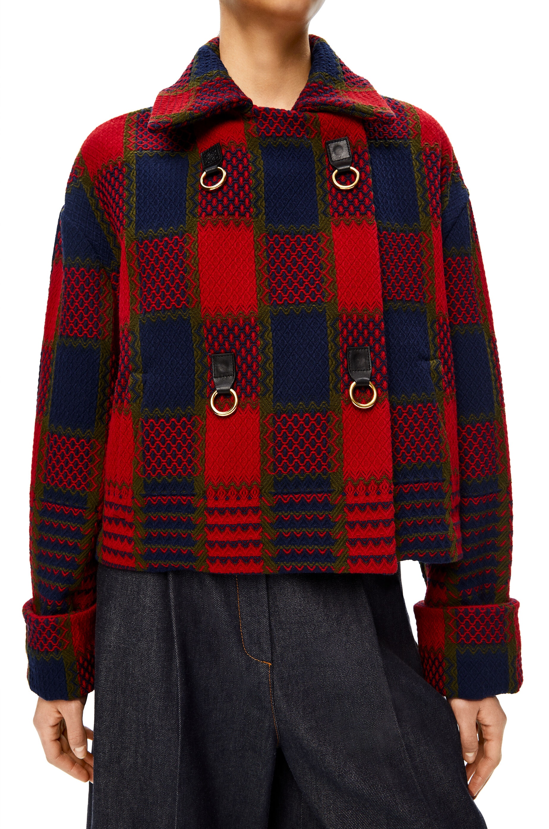 Cropped jacket in check wool - 5