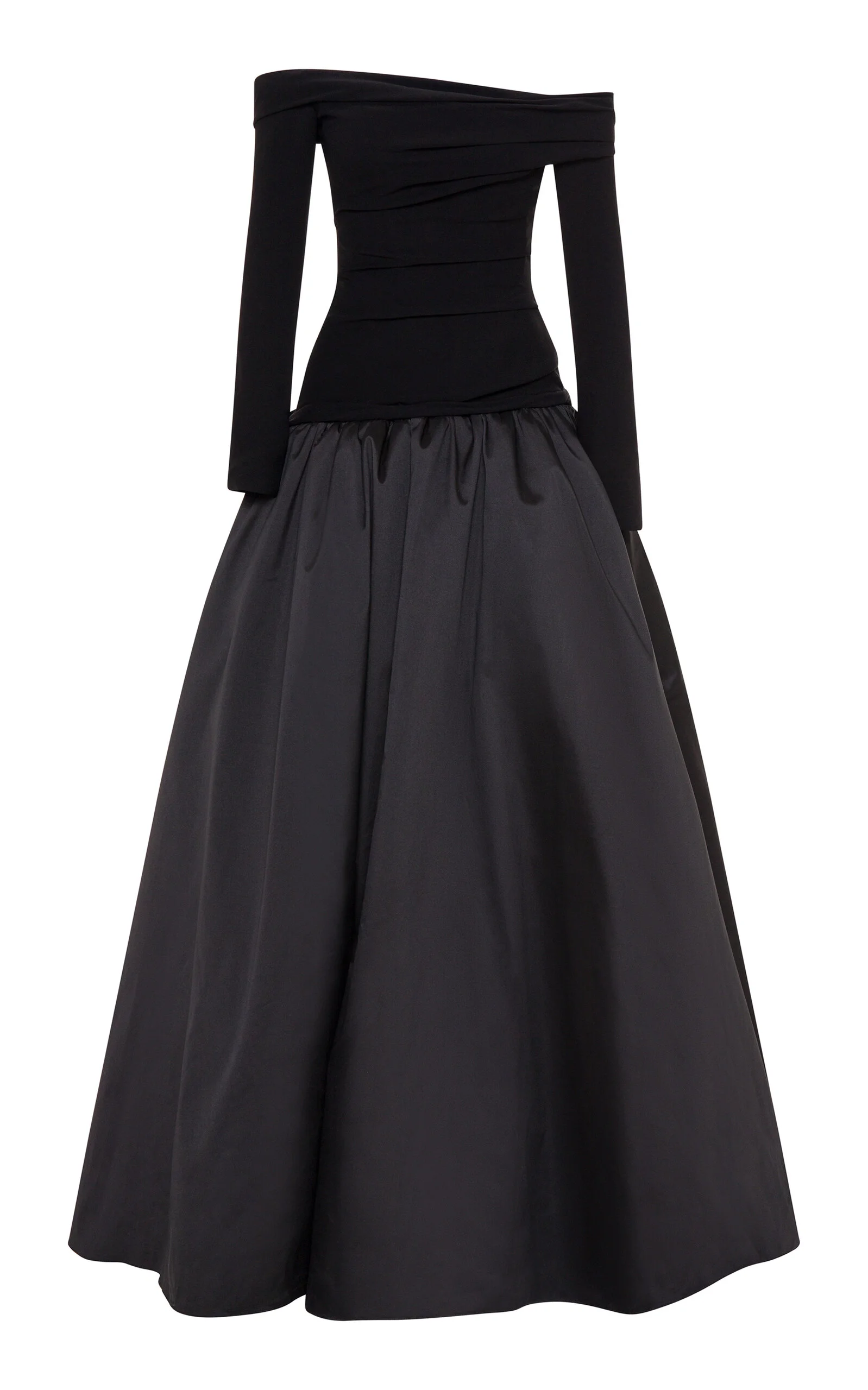 Off-The-Shoulder Crepe & Taffeta Gown black - 1