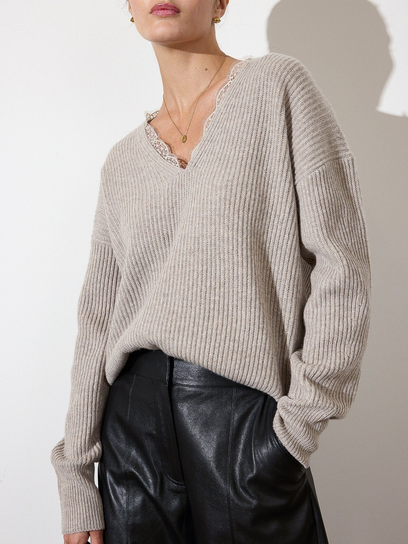 The Ava Lace V Neck Sweater 1