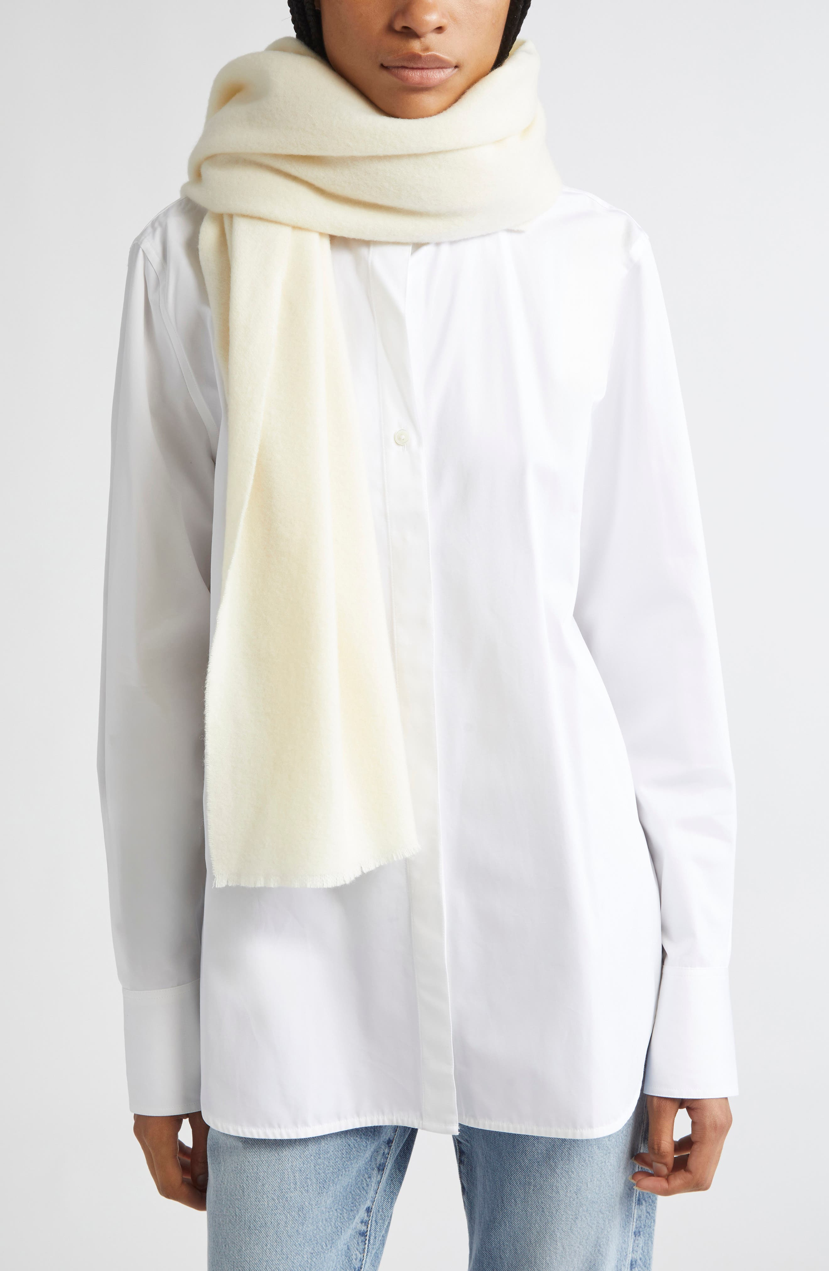 TOTEME Classic Wide Virgin Wool Scarf in Ivory at Nordstrom - 2