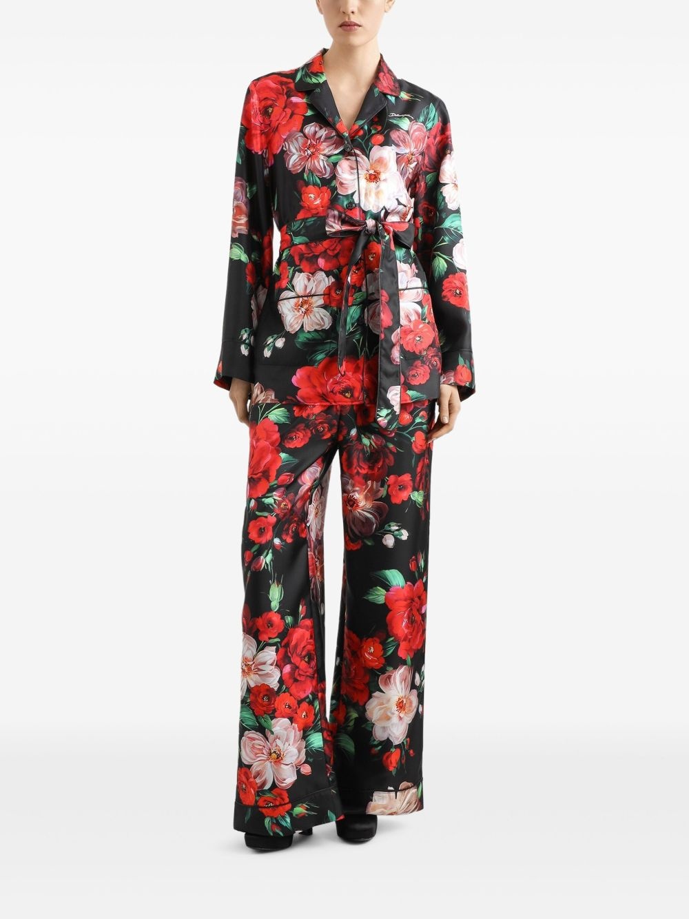 Rose-print twill shirt - 2