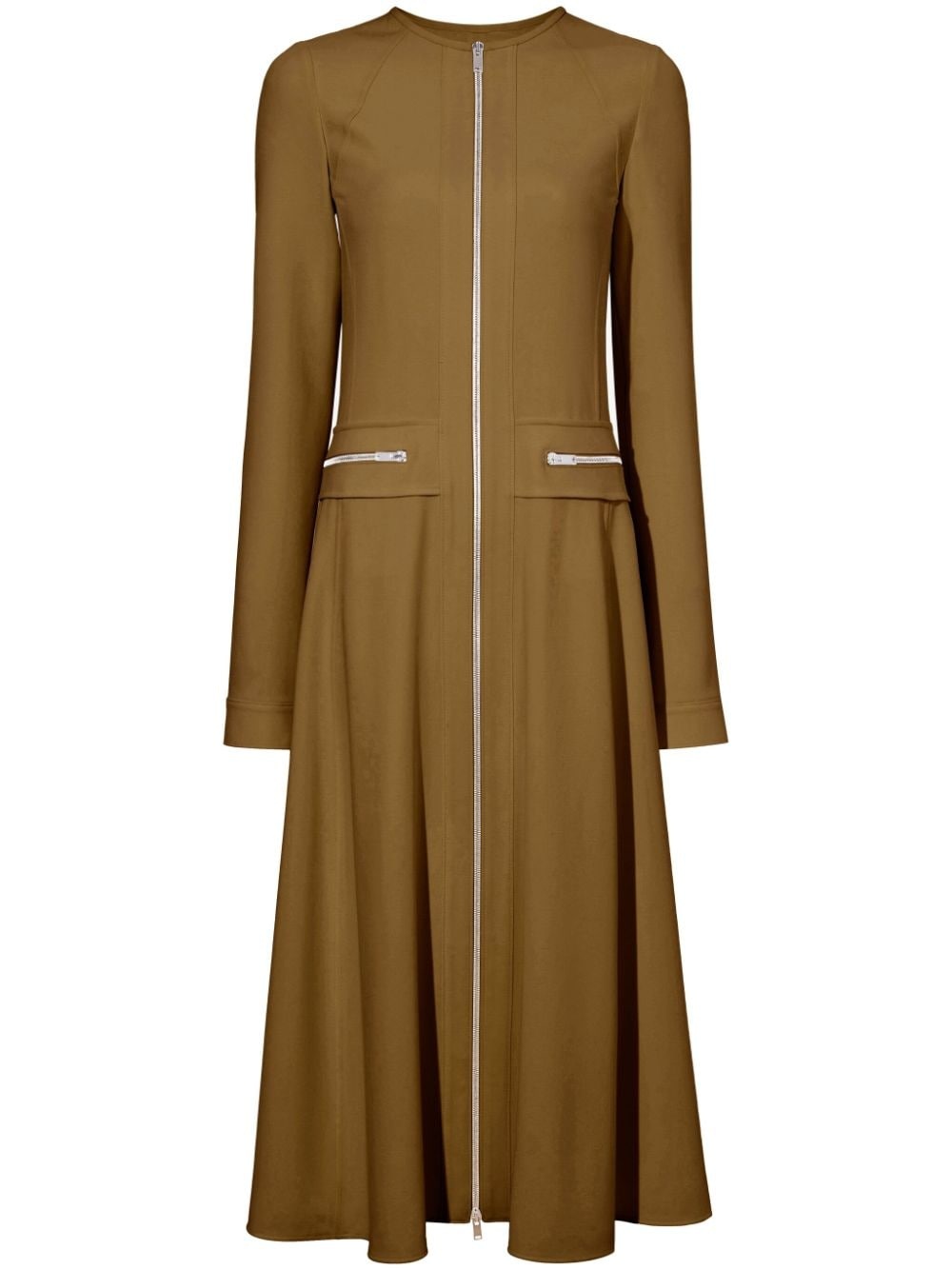 zipped-pocked long-sleeved midi dress - 1