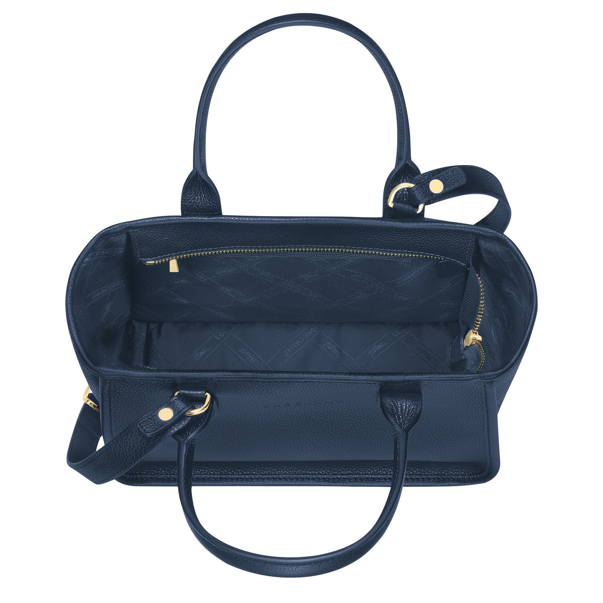 Le Foulonné M Tote bag Navy - Leather - 5