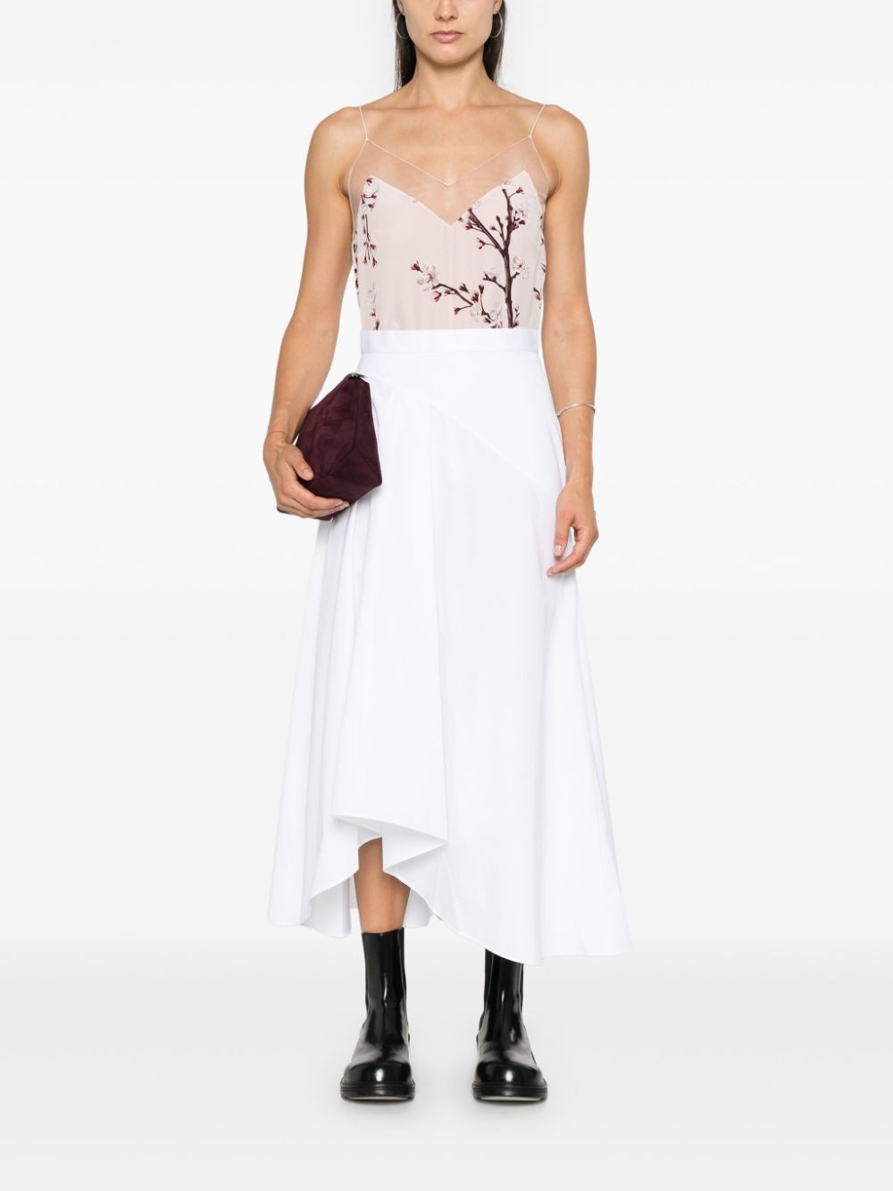 asymmetric flared midi skirt - 2