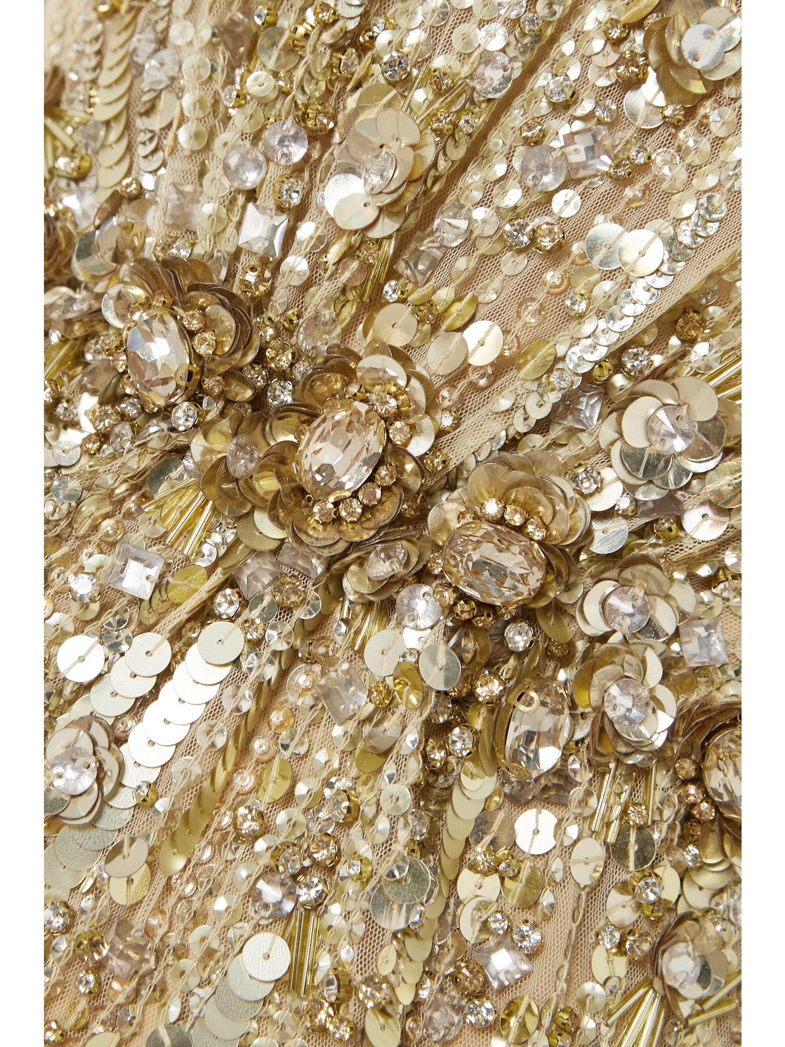 Bright Gem embellished tulle gown Gold - 5