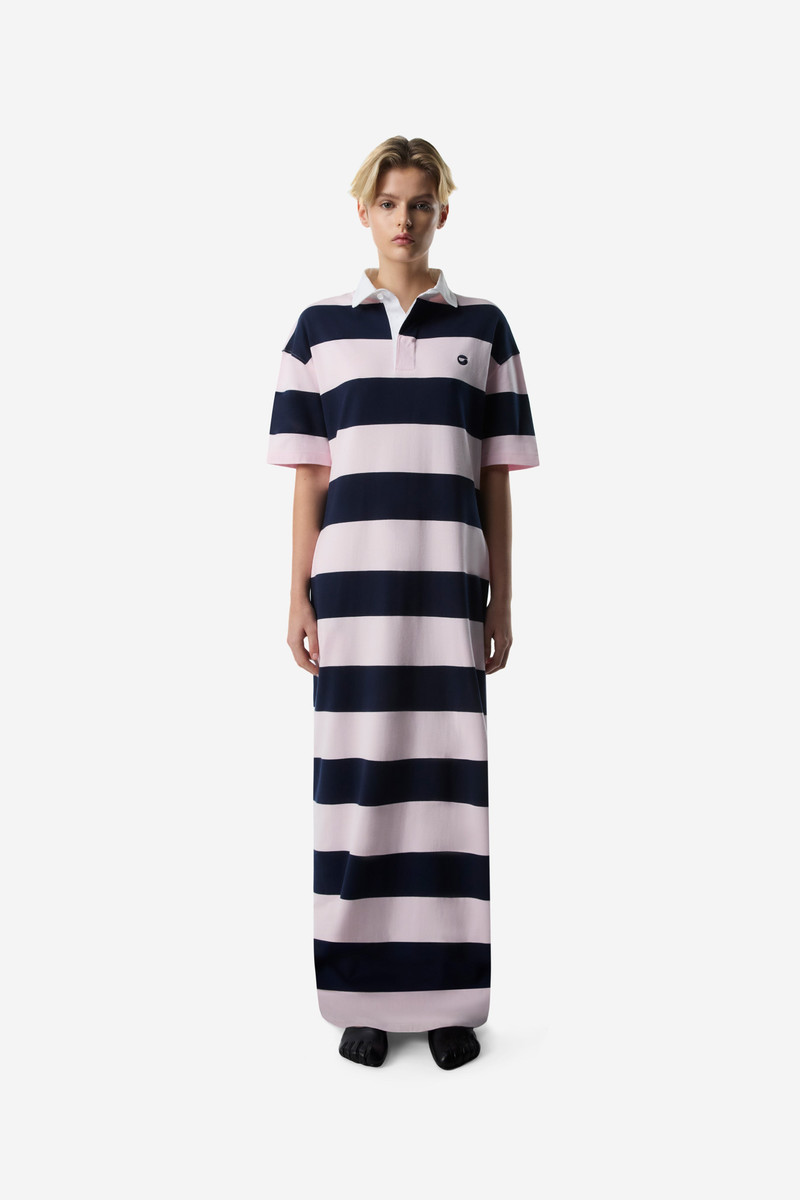 Striped Long Polo Dress - 1