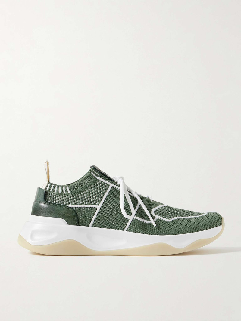Shadow Venezia Leather-Trimmed Stretch-Knit Sneakers 1