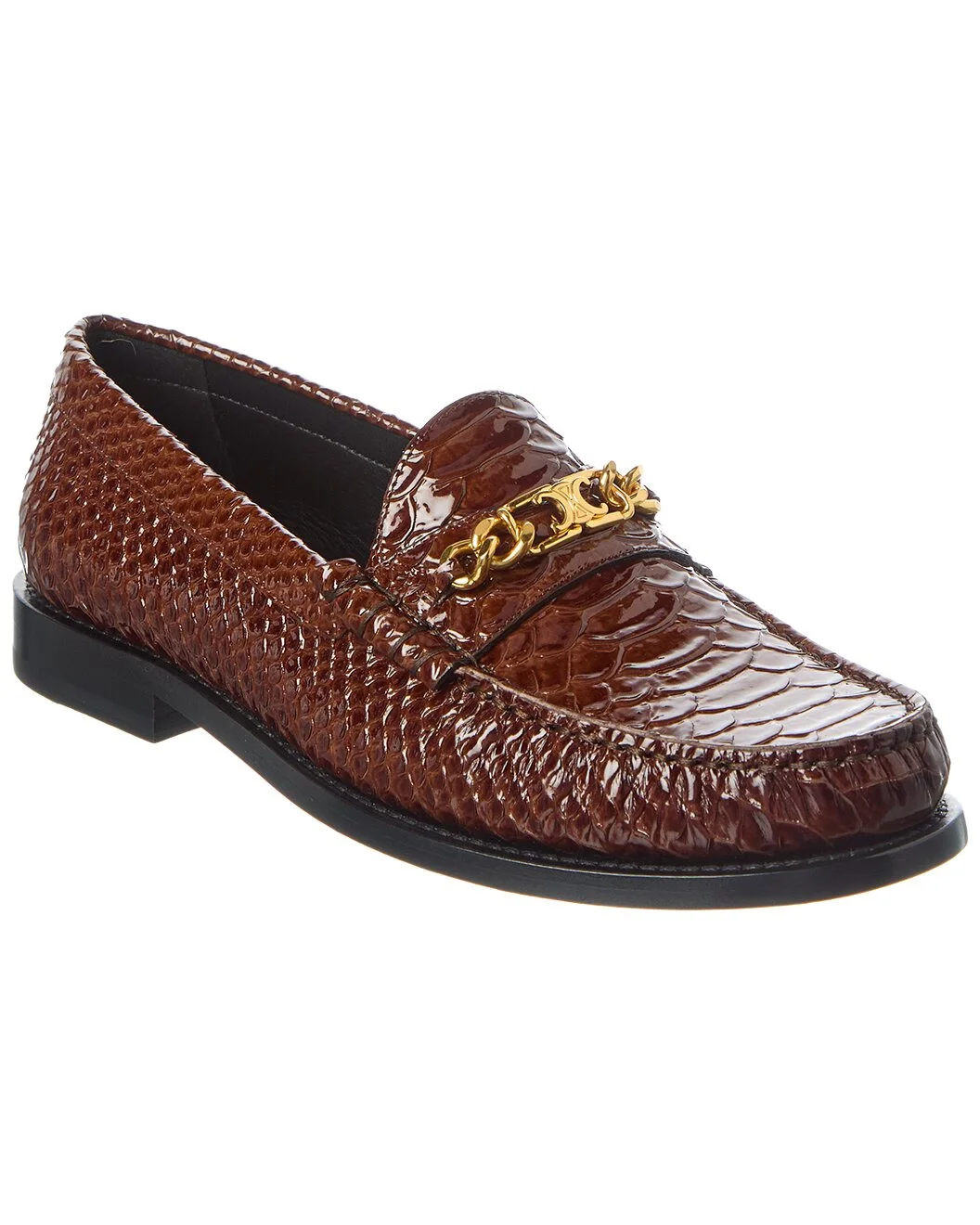 CELINE Loco Triomphe Python-Embossed Patent Loafer - 1