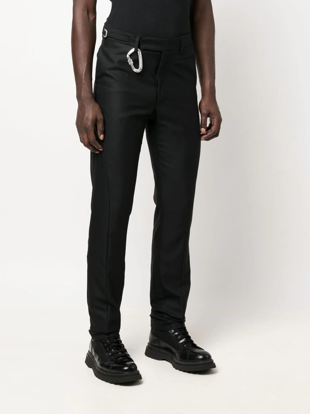 hook-embellished straight chinos - 3