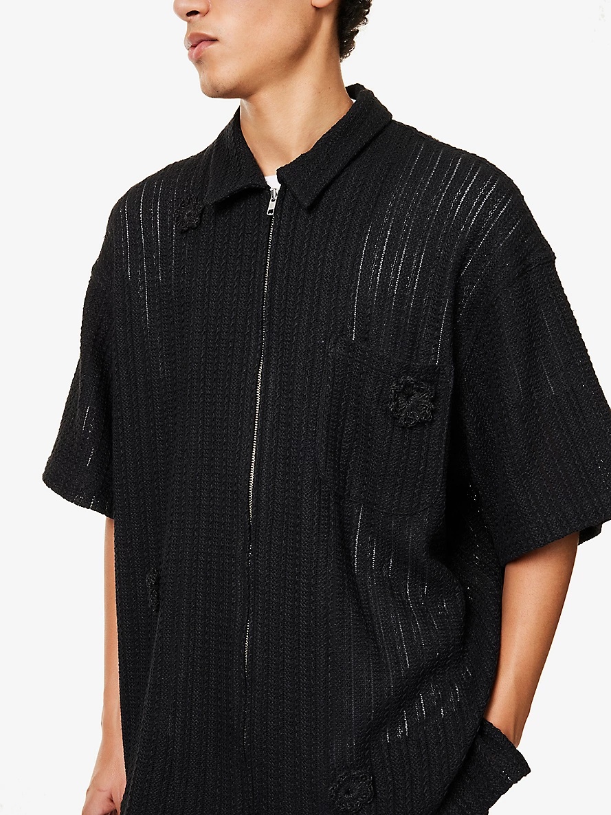 Daisy-Motif Patch-Pocket Cotton-Blend Shirt - 5