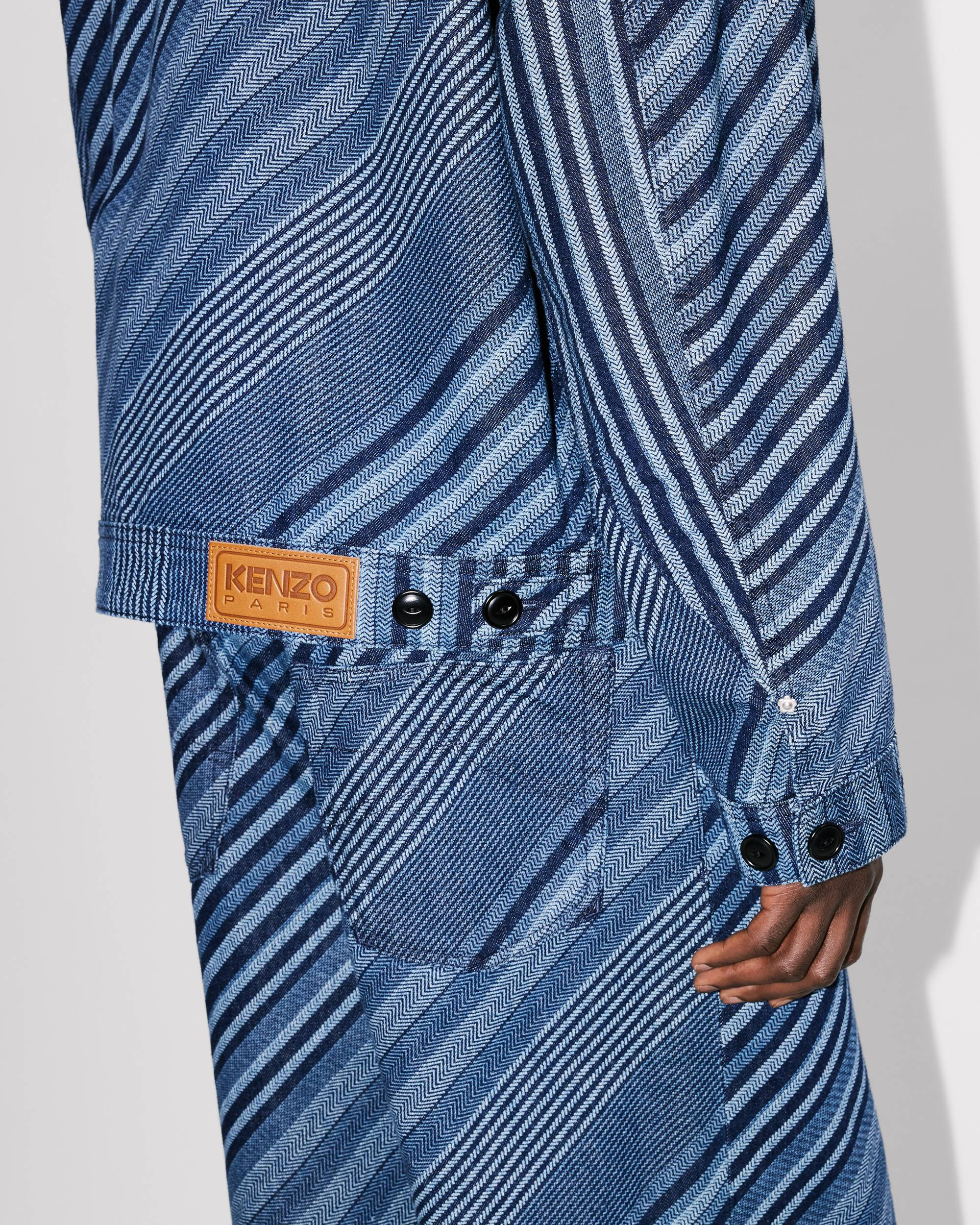 'KENZO Diagonal Stripe' zipped trucker jacket in Japanese denim - 7