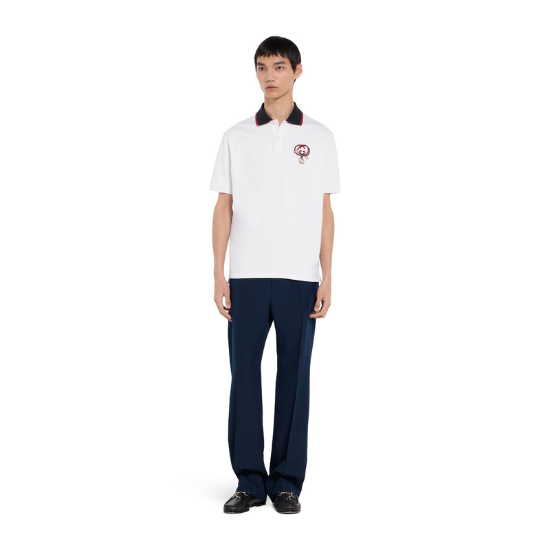 Cotton piquet polo shirt with embroidery 3