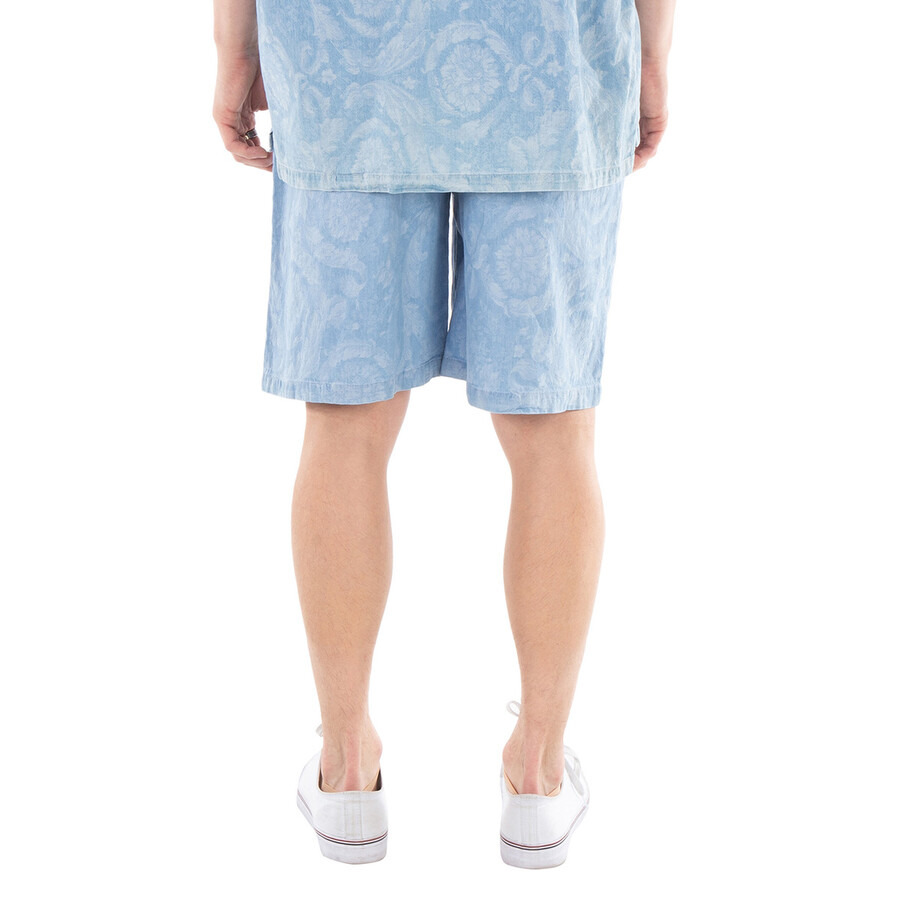 Versace Barocco Pattern Chambray Shorts - 4