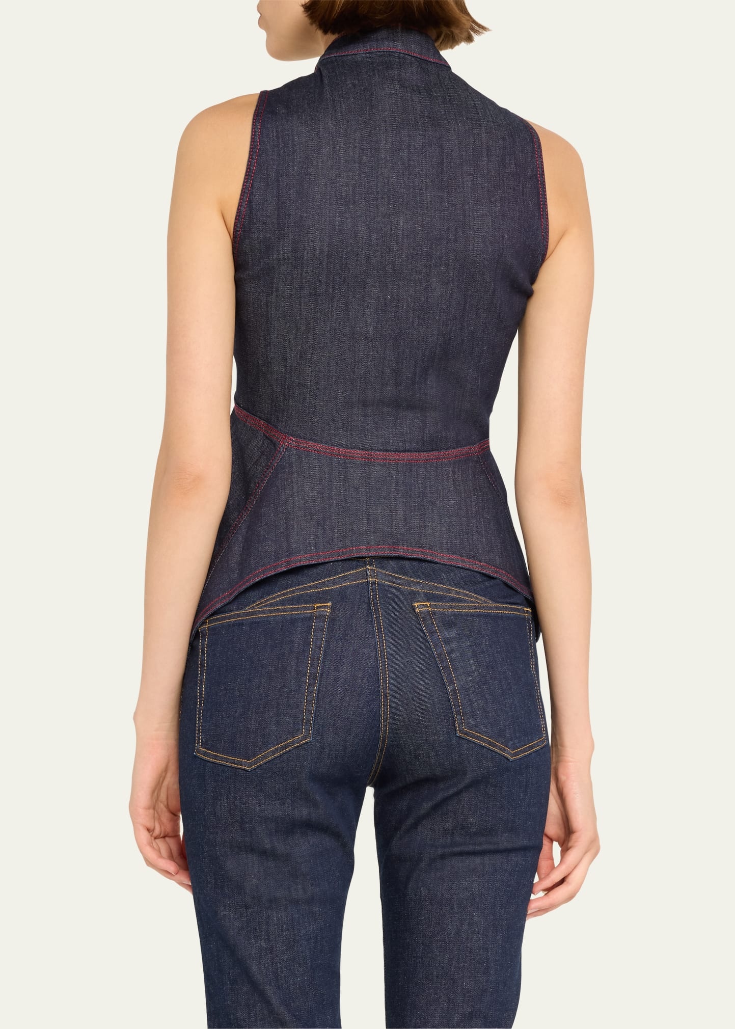 Denim Button Down Flared Blouse - 3