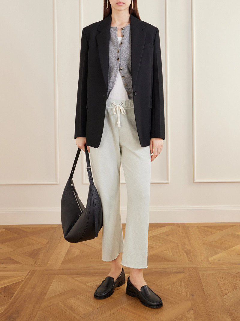 JAMES PERSE Cropped Brushed Cotton-terry Track Pants outlook