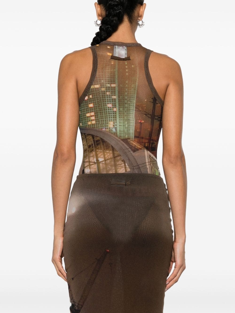 sheer mesh printed bodysuit - 4
