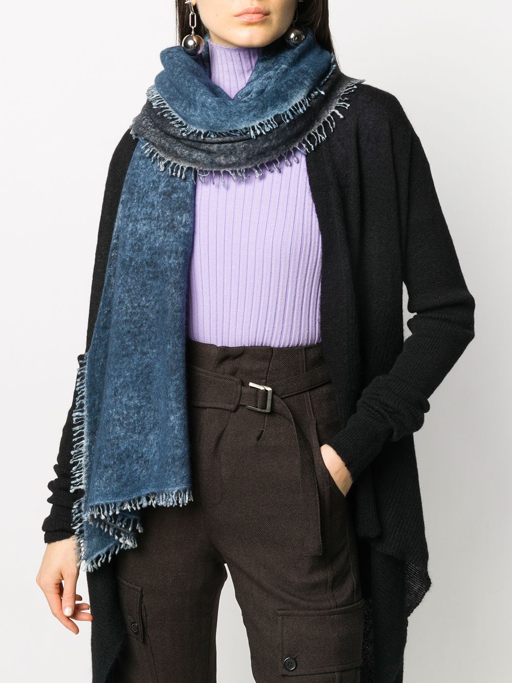 denim-look cashmere scarf - 2