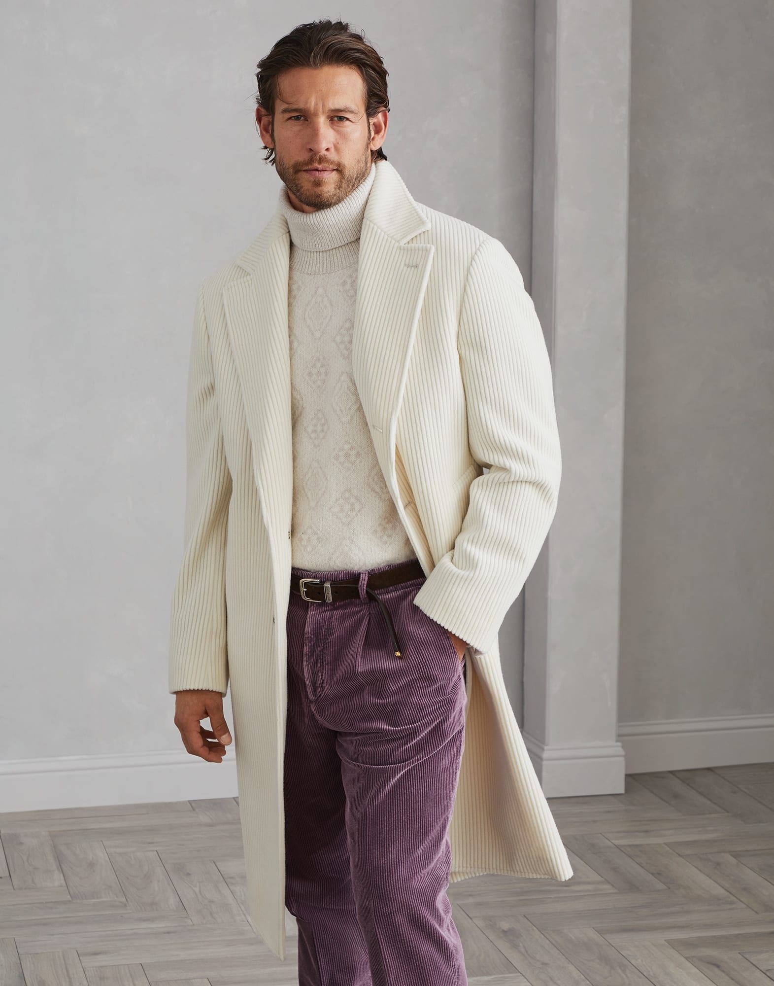 Cashmere wide wale corduroy coat - 4