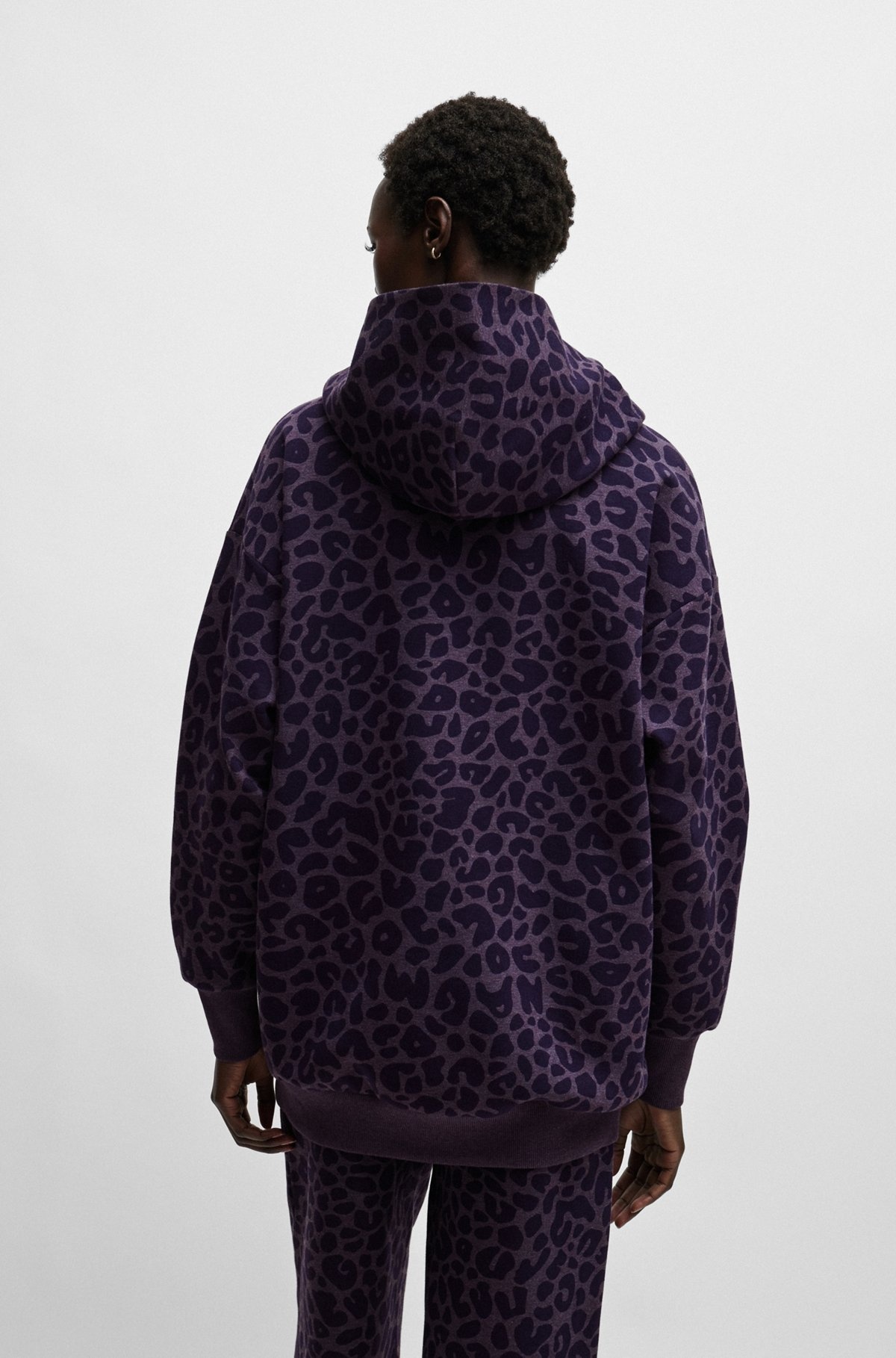 NAOMI X BOSS LONGLINE HOODIE WITH LEOPARD PATTERN - 4