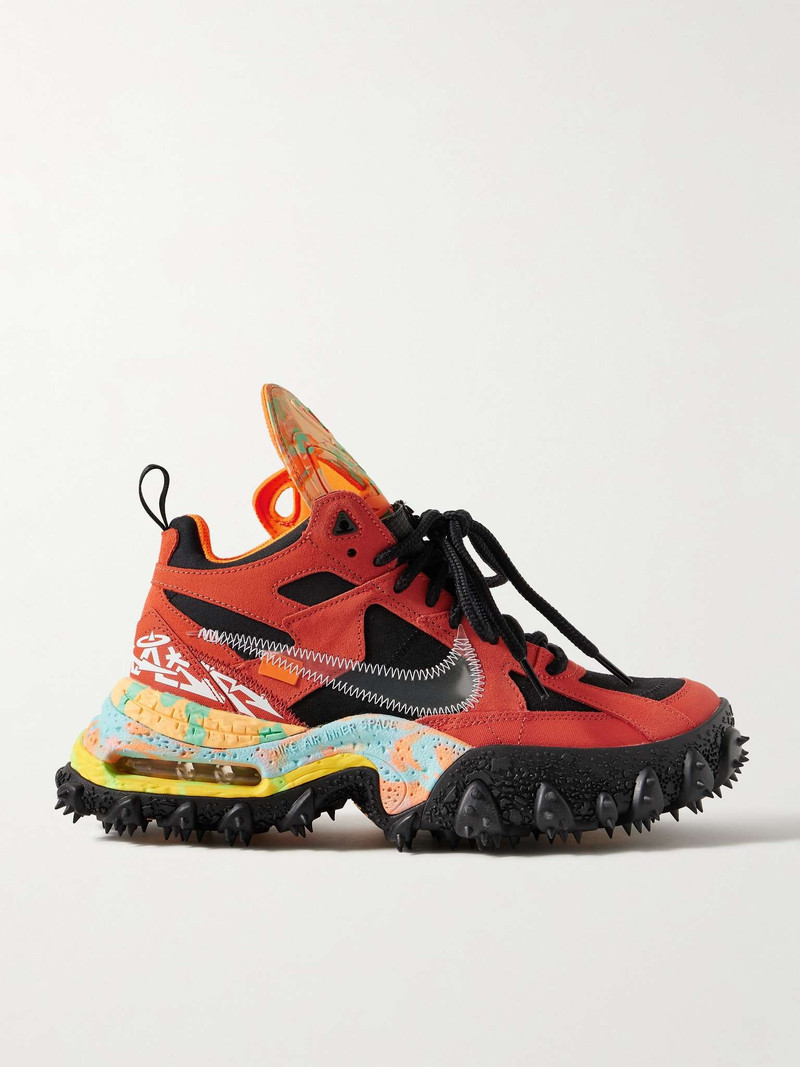 + Off-White Terra Forma Rubber-Trimmed Canvas and Suede Sneakers - 1